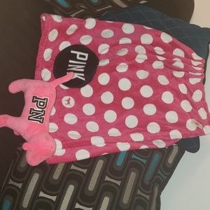 PINK SHOWER TOWEL ROBE AND PLUSH PINK DOG